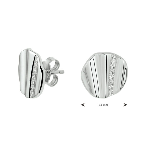 oorknoppen rond zirkonia zilver gerhodineerd - Afbeelding 4