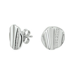 oorknoppen rond zirkonia zilver gerhodineerd