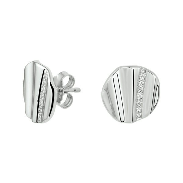 oorknoppen rond zirkonia zilver gerhodineerd