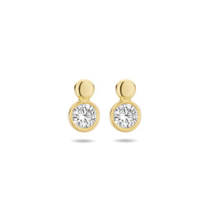 oorknoppen zirkonia 14K geelgoud