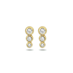oorknoppen zirkonia 14K geelgoud