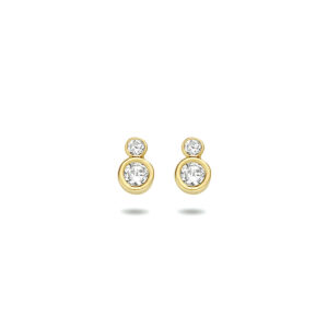 oorknoppen zirkonia 14K geelgoud