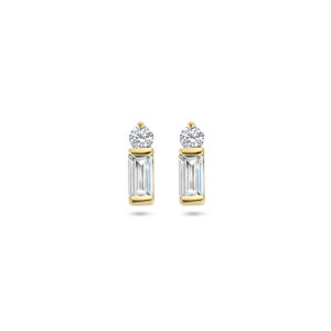 oorknoppen zirkonia 14K geelgoud