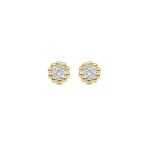 oorknoppen zirkonia 5,5 mm 14K geelgoud