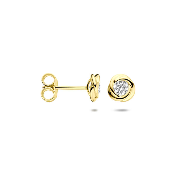 oorknoppen zirkonia 6,5 mm 14K geelgoud - Afbeelding 3