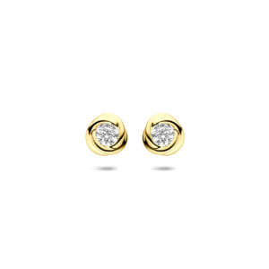 oorknoppen zirkonia 6,5 mm 14K geelgoud