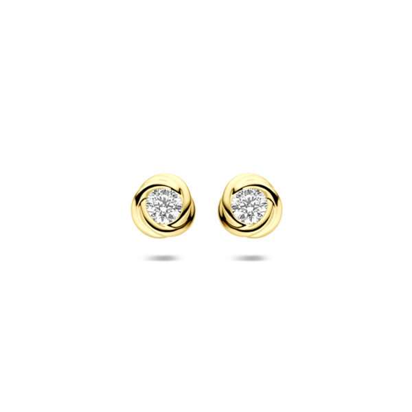 oorknoppen zirkonia 6,5 mm 14K geelgoud