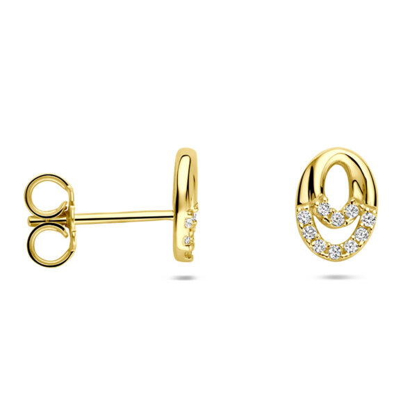 oorknoppen zirkonia 8 mm 14K geelgoud - Afbeelding 3