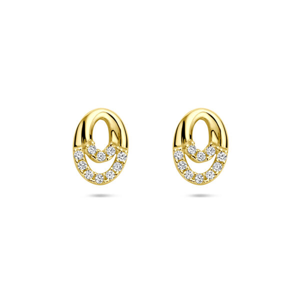 oorknoppen zirkonia 8 mm 14K geelgoud