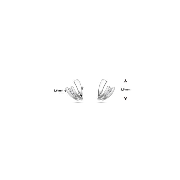 oorknoppen zirkonia 9,5 mm zilver gerhodineerd - Afbeelding 4