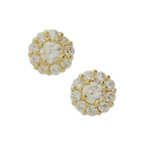 oorknoppen zirkonia halo 14K geelgoud