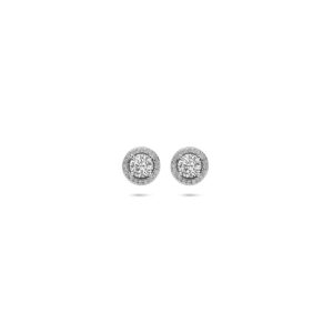 oorknoppen zirkonia halo 9 mm zilver gerhodineerd