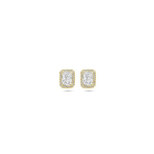 oorknoppen zirkonia halo 9,5 mm 1 micron zilver verguld (geel)