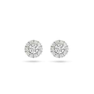 oorknoppen zirkonia halo zilver gerhodineerd