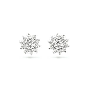 oorknoppen zirkonia halo zilver gerhodineerd