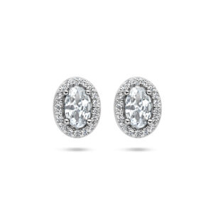oorknoppen zirkonia halo zilver gerhodineerd