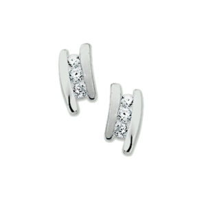 oorknoppen zirkonia zilver gerhodineerd
