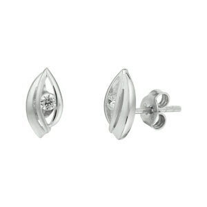 oorknoppen zirkonia zilver gerhodineerd