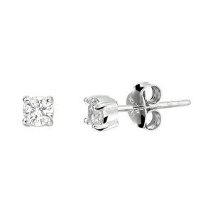 oorknoppen zirkonia zilver gerhodineerd