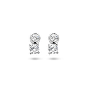 oorknoppen zirkonia zilver gerhodineerd
