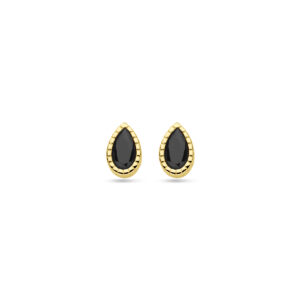 oorknoppen zwart zirkonia 6 mm 14K geelgoud