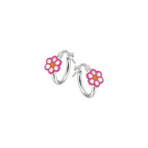 oorringen bloem zilver wit
