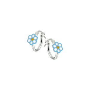 oorringen bloem zilver wit