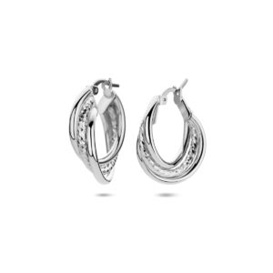 oorringen gediamanteerd 23,5 mm zilver gerhodineerd