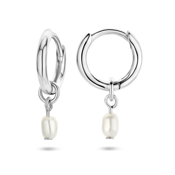 oorringen parel zilver gerhodineerd - Afbeelding 3