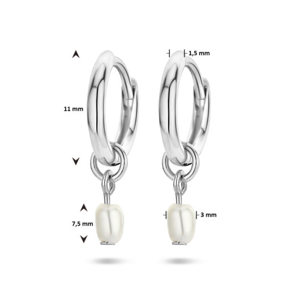 oorringen parel zilver gerhodineerd - Afbeelding 4
