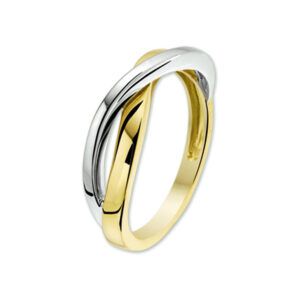 ring 14K bicolor goud geel/wit