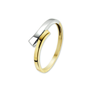 ring 14K bicolor goud geel/wit