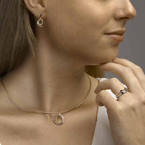 ring 14K bicolor goud geel/wit - Afbeelding 3