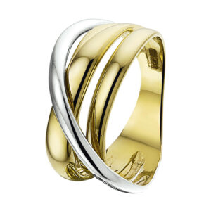 ring 14K bicolor goud geel/wit