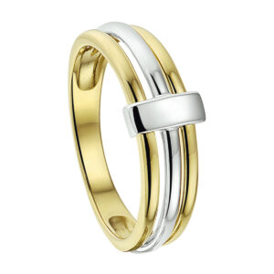 ring 14K bicolor goud geel/wit