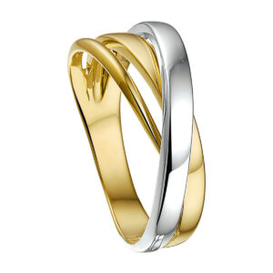 ring 14K bicolor goud geel/wit