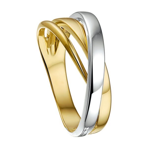 ring 14K bicolor goud geel/wit