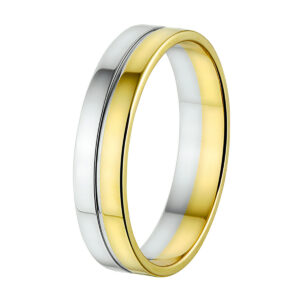 ring a416 - 5 mm - zonder steen 14K bicolor goud geel/wit