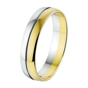 ring a418 - 5 mm - zonder steen 14K bicolor goud geel/wit