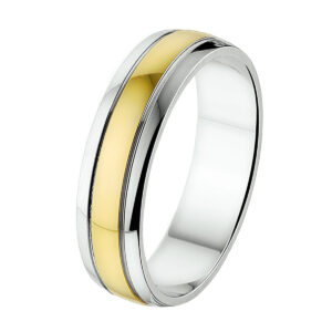 ring a419 - 5 mm - zonder steen 14K bicolor goud geel/wit
