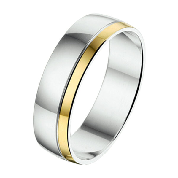 ring al746 - 6 mm - zonder steen goud met zilver