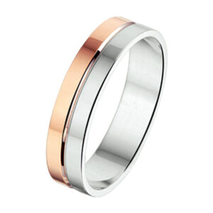 ring al749 - 4 mm - zonder steen goud met zilver
