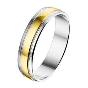 ring al750 - 5 mm - zonder steen goud met zilver