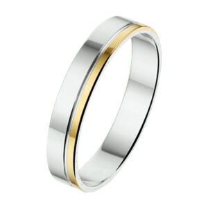 ring al752 - 4 mm - zonder steen goud met zilver