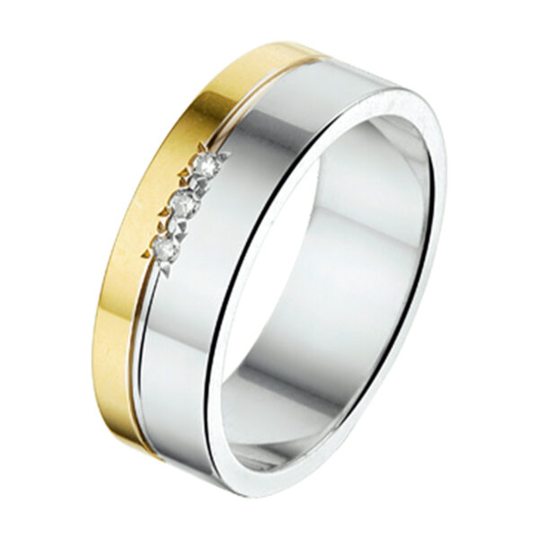 ring al763 - 6 mm - 0.03ct h si goud met zilver