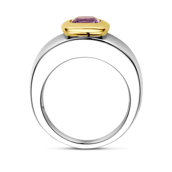ring amethist goud met zilver - Afbeelding 3