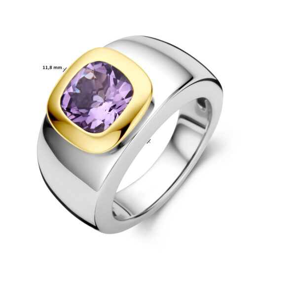 ring amethist goud met zilver - Afbeelding 4