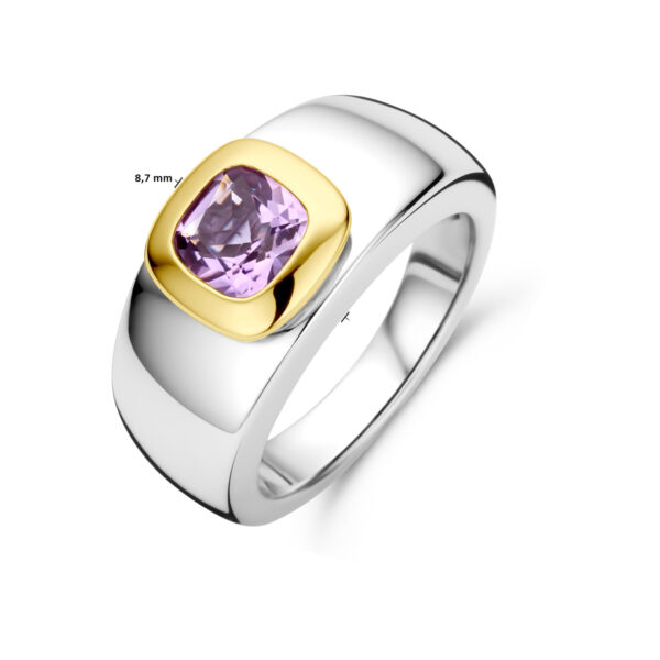 ring amethist goud met zilver - Afbeelding 4