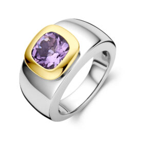 ring amethist goud met zilver