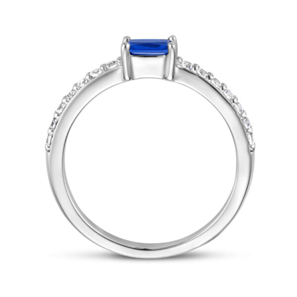 ring blauw en wit zirkonia zilver gerhodineerd - Afbeelding 3